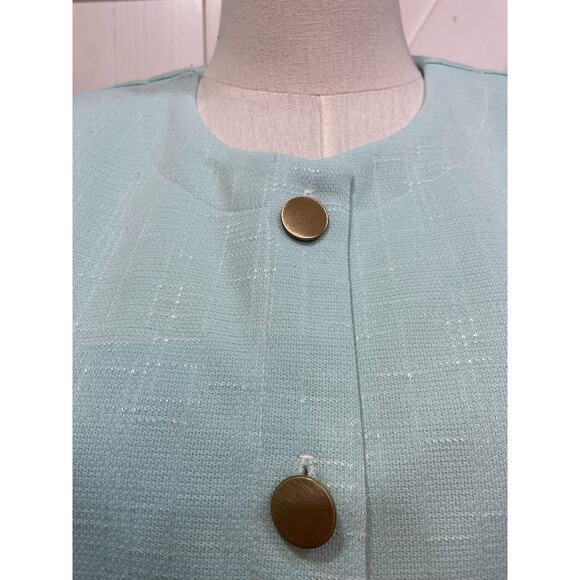 Vintage 60s Pablo Collection Blue Polyester Jackie O Chop Jacket Women’s size 12 - Picture 4 of 6